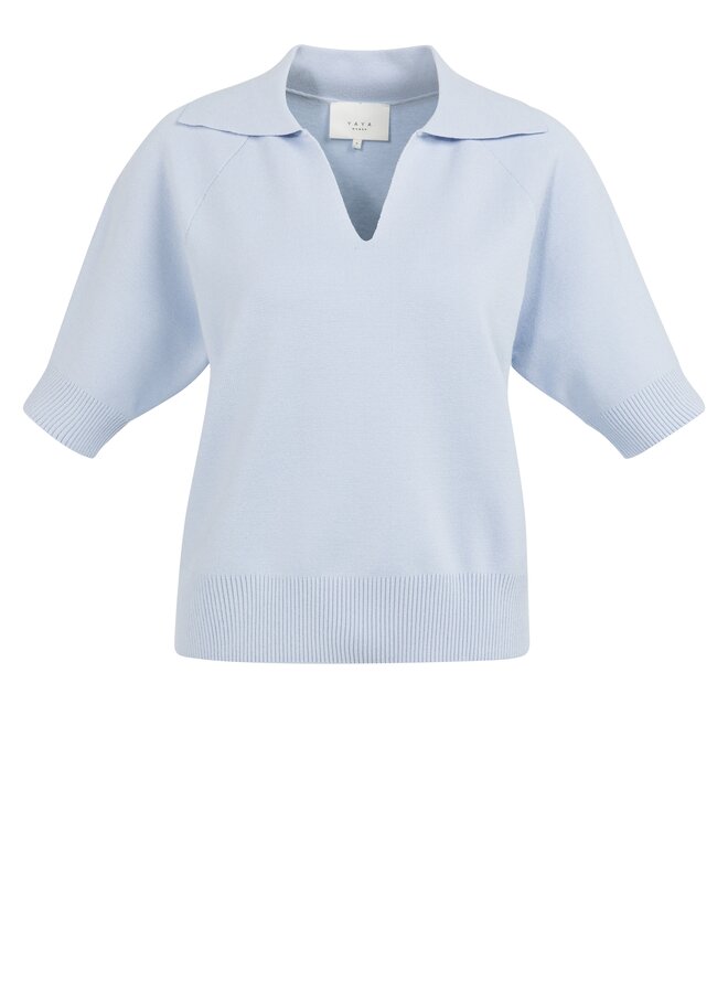 Yaya knitted short sleeve sweater blue