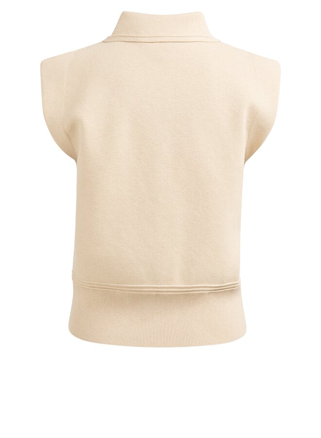 Yaya sleeveless sweater with collar beige