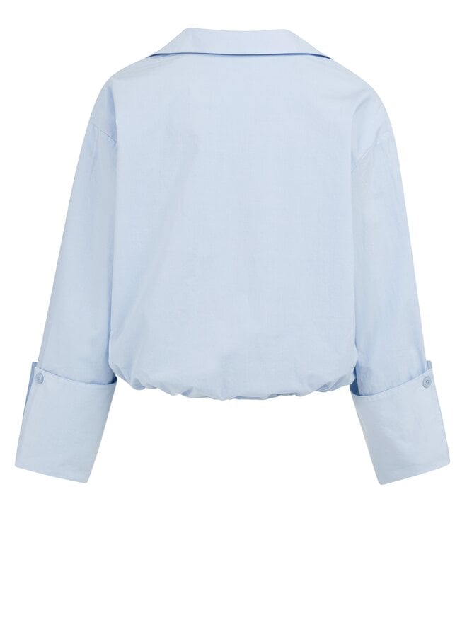 Yaya balloon blouse v-neck blue