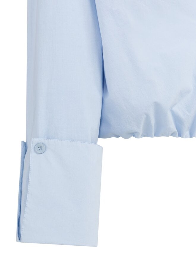 Yaya balloon blouse v-neck blue