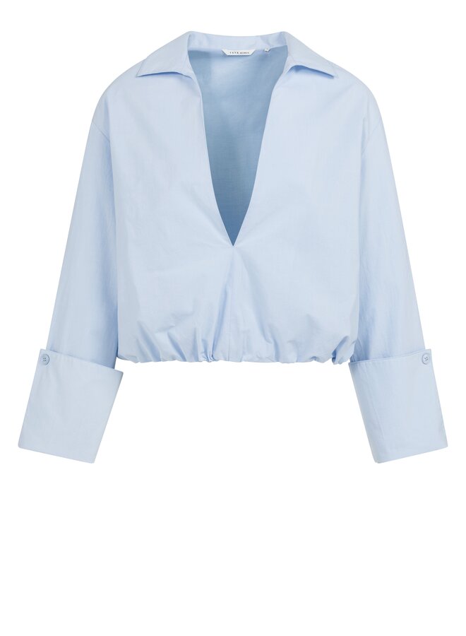 Yaya balloon blouse v-neck blue