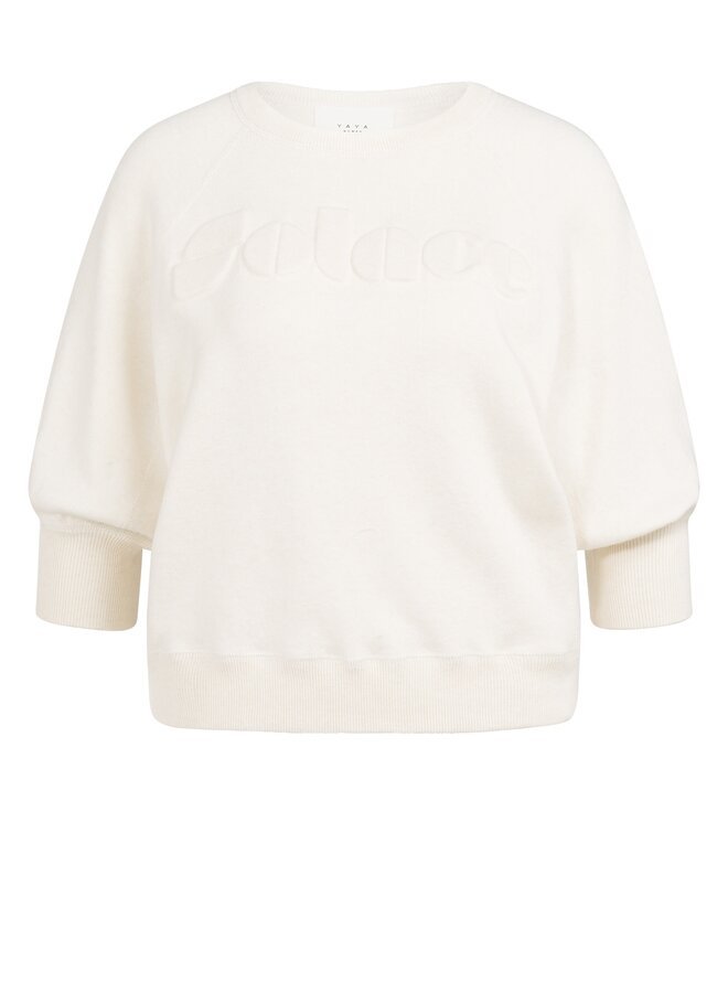 Yaya sweater with tonal artwork ecru
