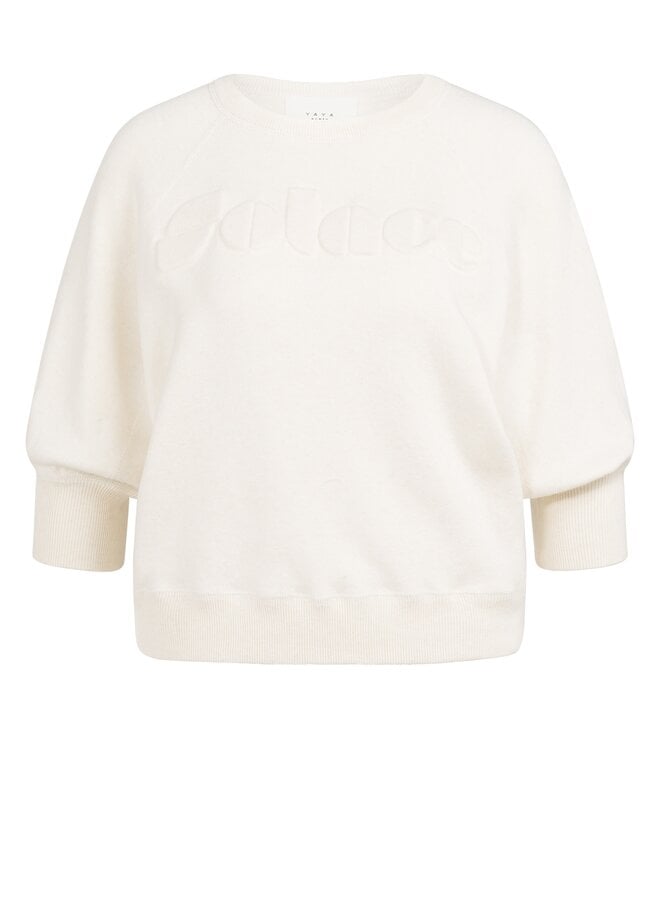 Yaya sweater with tonal artwork ecru