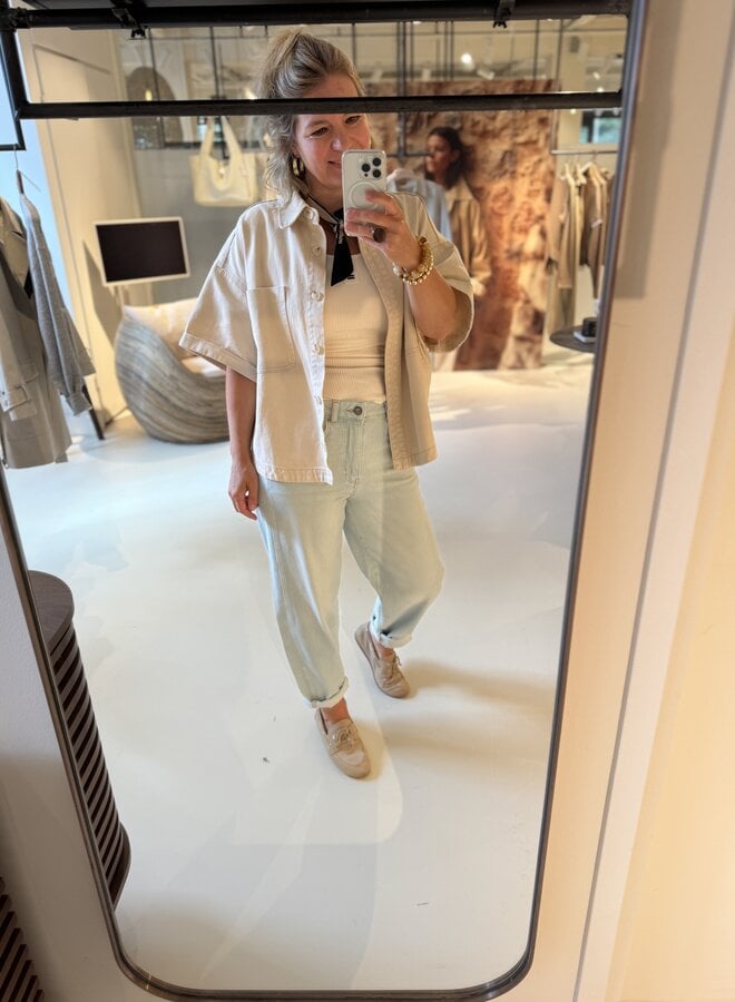 YAYA short sleeve denim jacket beige