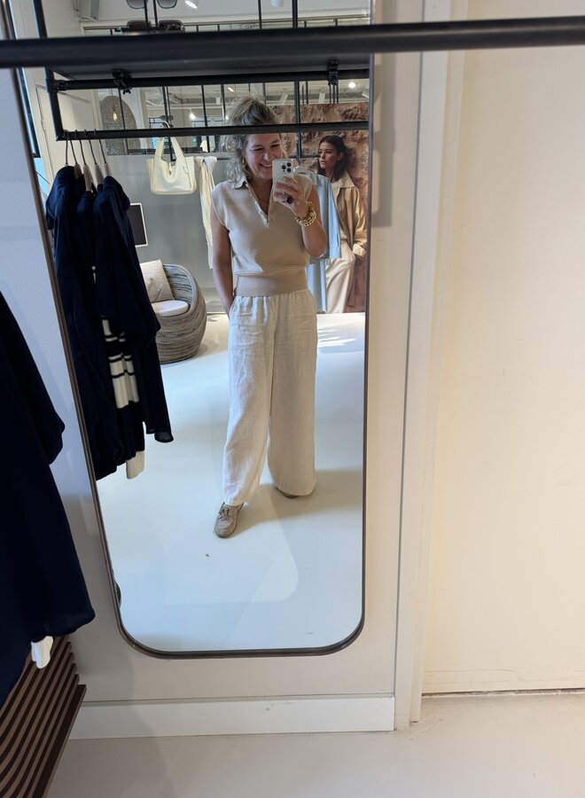 Yaya sleeveless sweater with collar beige