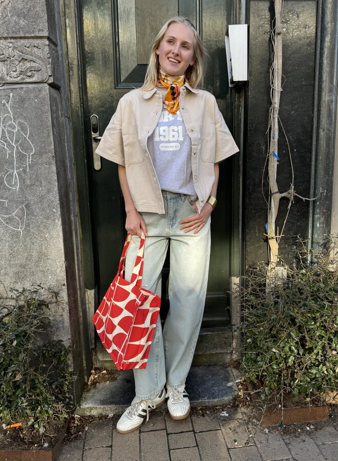 Penn&Ink S261812 tshirt print grey melange/white