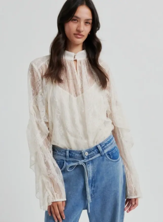 Second F. sybell lace blouse soft beige
