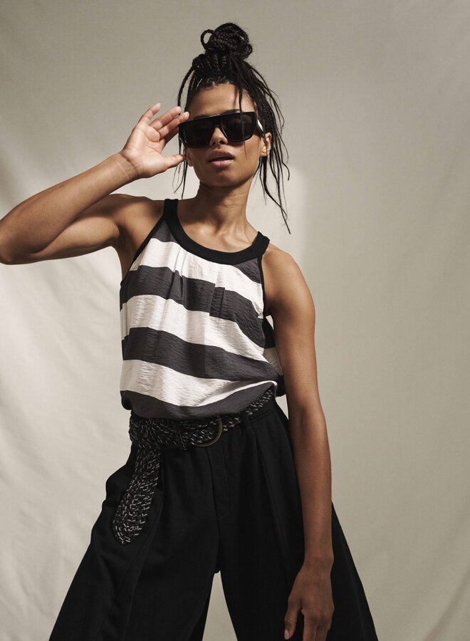 10DAYS halter top stripes white/brownish