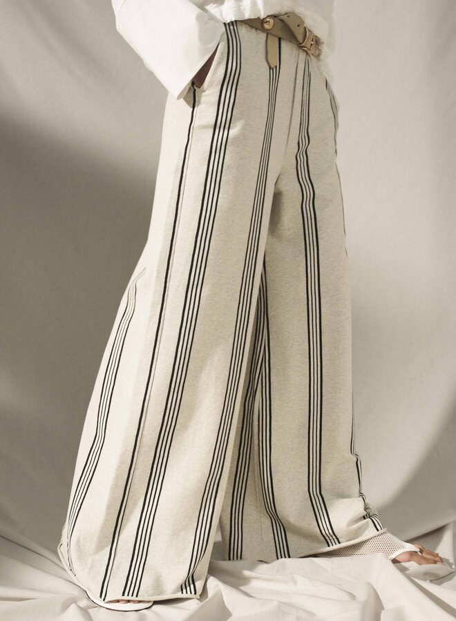 10DAYS wide leg jogger stripes soft white