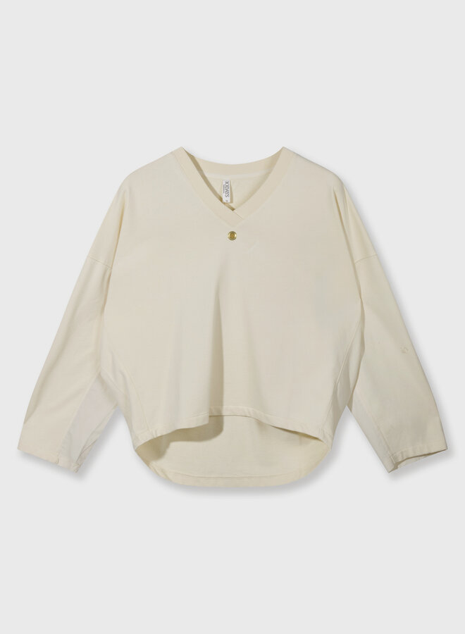 10DAYS sweater v-neck fleece vanilia