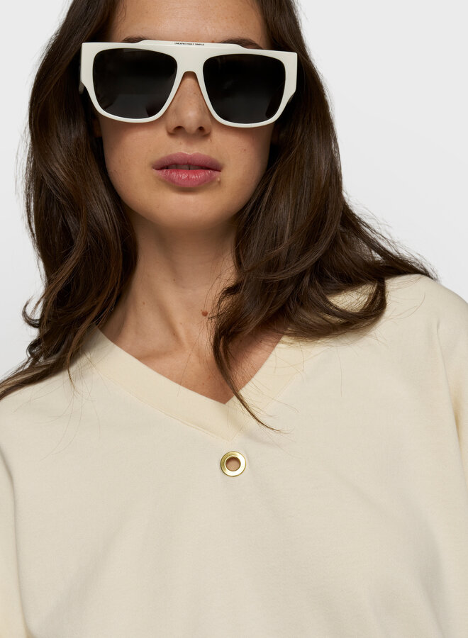 10DAYS sweater v-neck fleece vanilia