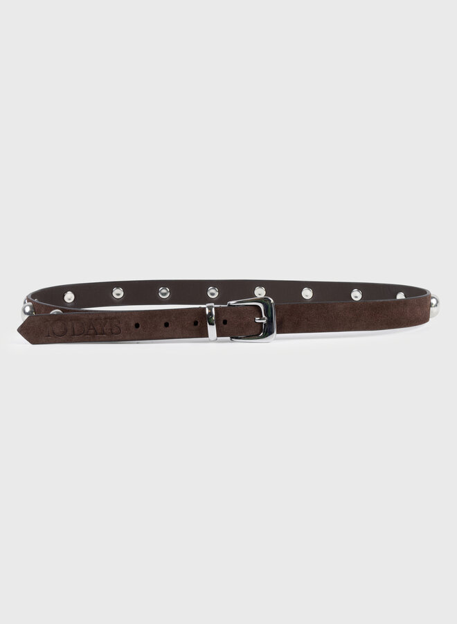 10days suede belt studs deep brown