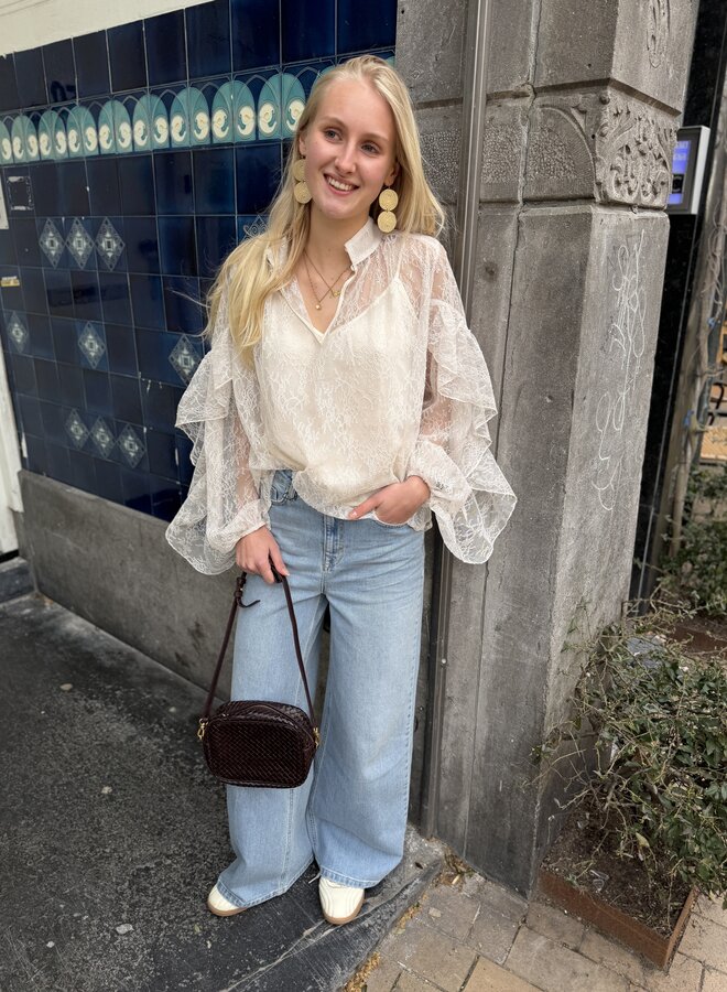 Second F. sybell lace blouse soft beige