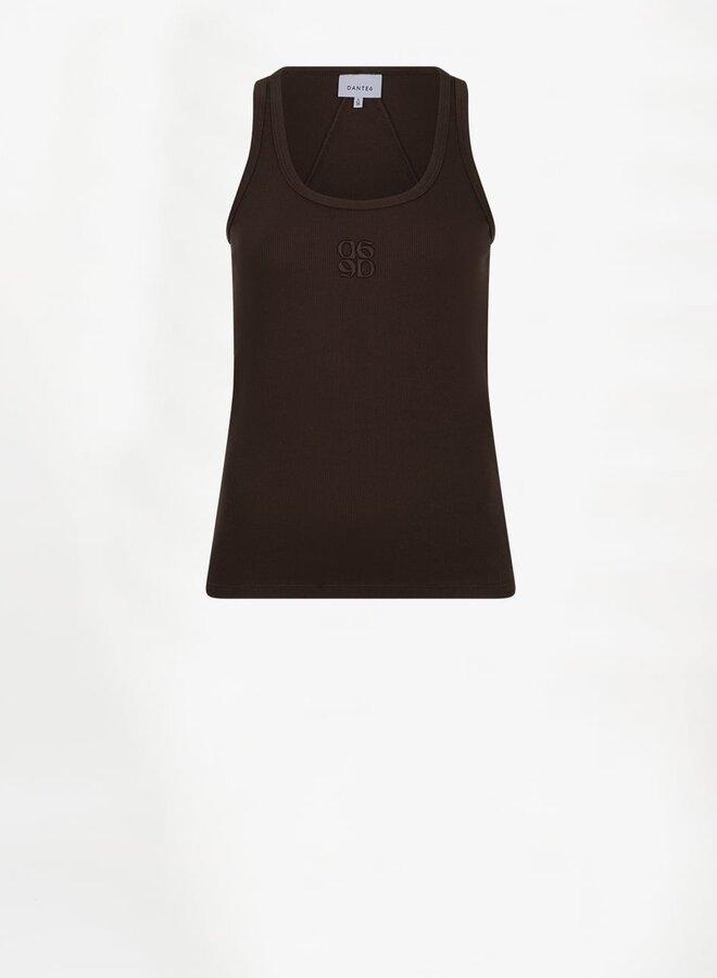 Dante6 zora scoopneck logo tanktop chocolate brown