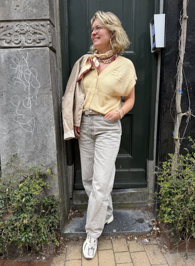 Dante6 zyra short sleeve cardigan butter yellow