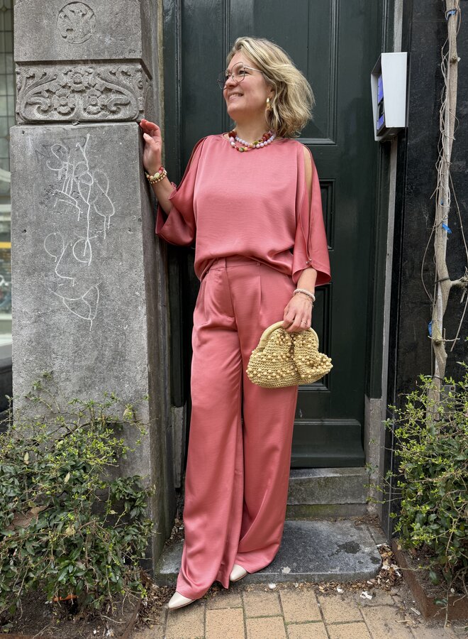 Dante6 jules satin smart pants coral blush