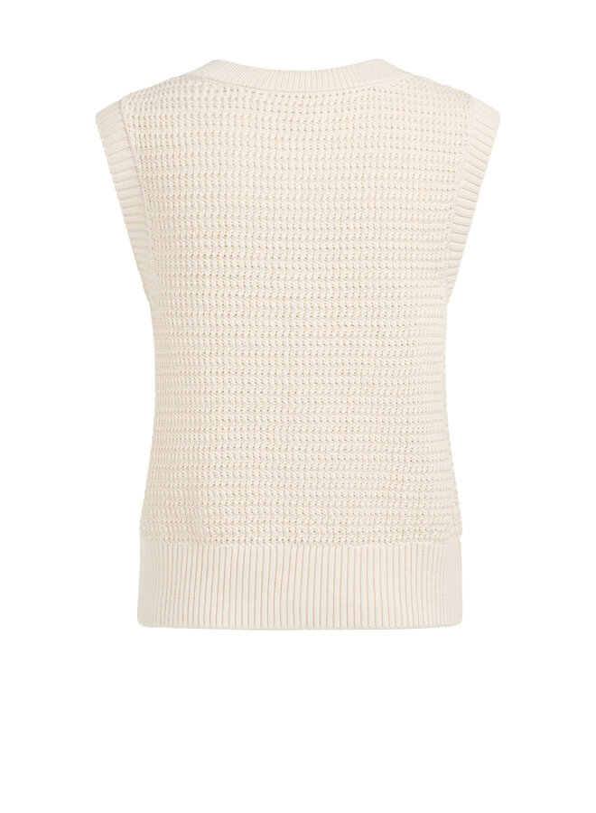 Yaya textured sleeveless cardigan beige