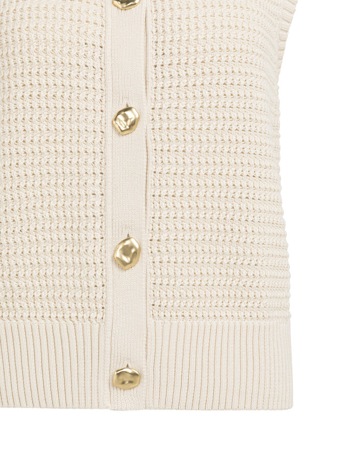 Yaya textured sleeveless cardigan beige