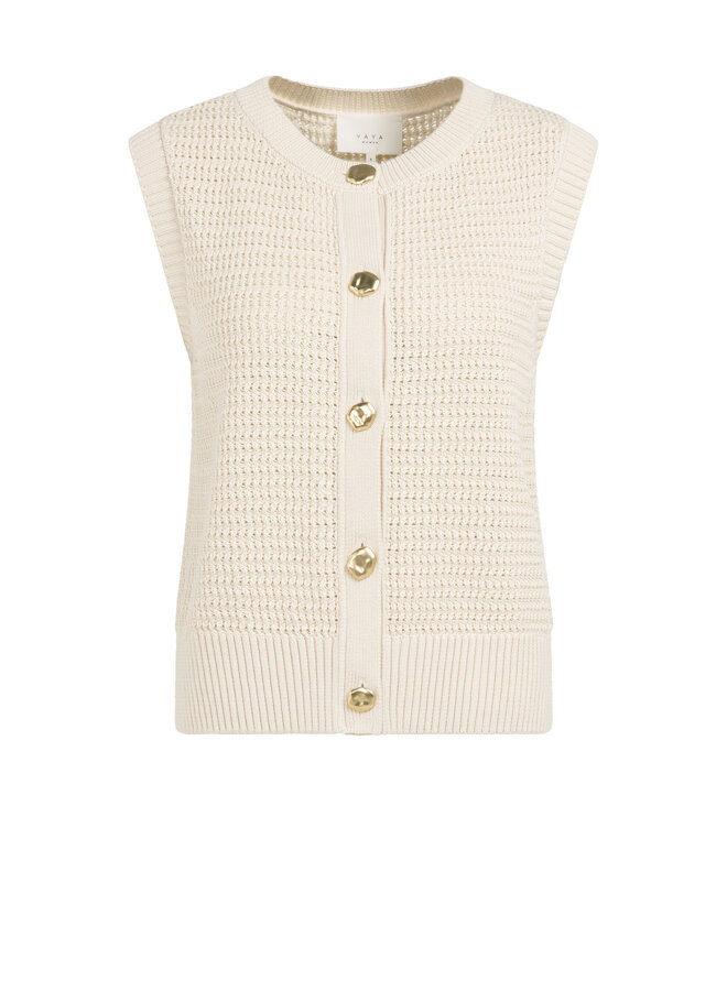 Yaya textured sleeveless cardigan beige