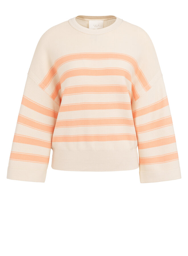 Yaya textured sweater stripes peach