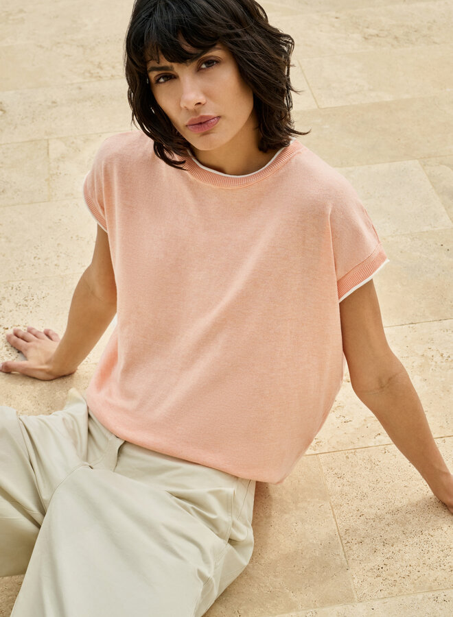 Yaya knitted sweater peach rolled edges