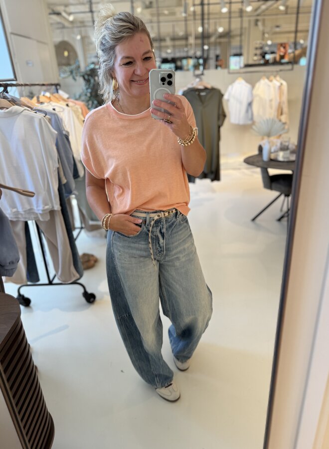 Yaya knitted sweater peach rolled edges