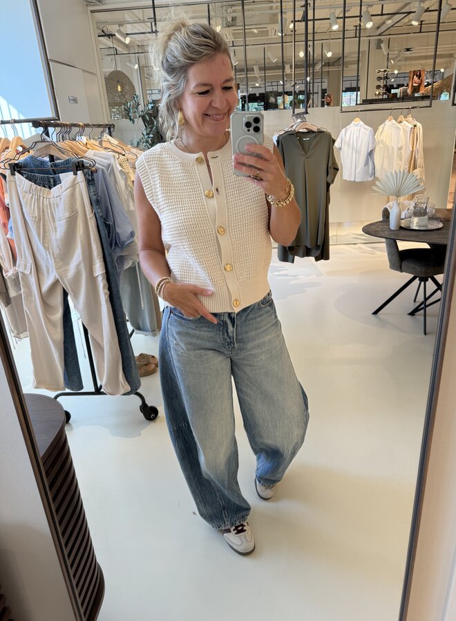 Yaya textured sleeveless cardigan beige