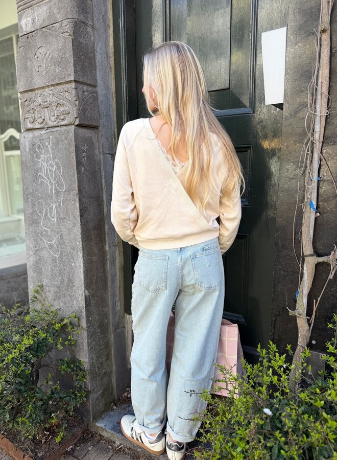 Yaya sweatshirt with wrap detail beige