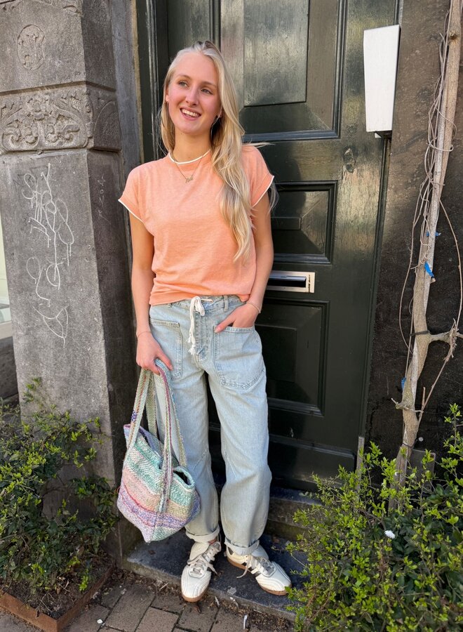 Yaya knitted sweater peach rolled edges