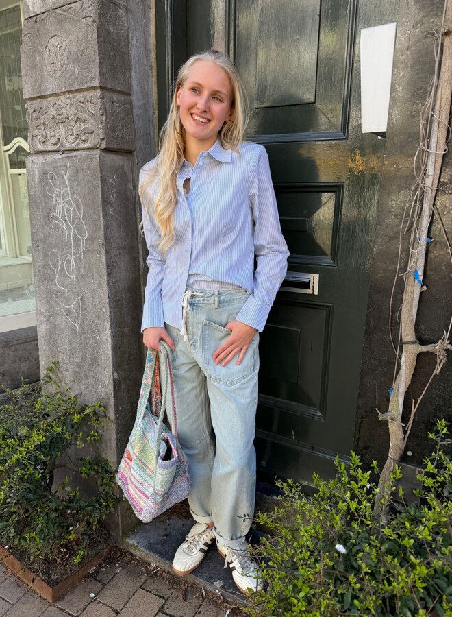 MEW feline shaped shirt cashmere blue
