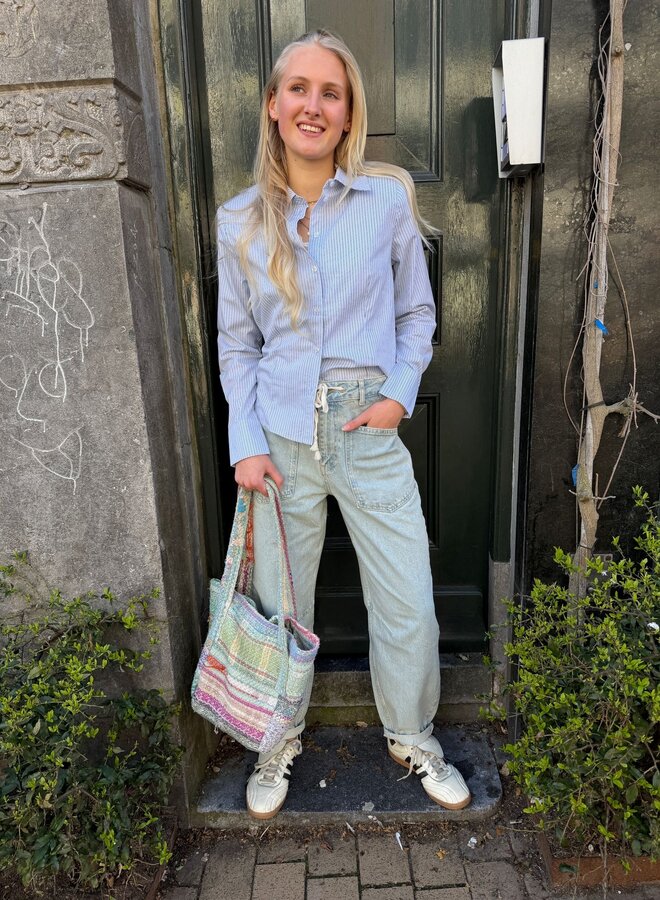 MEW feline shaped shirt cashmere blue
