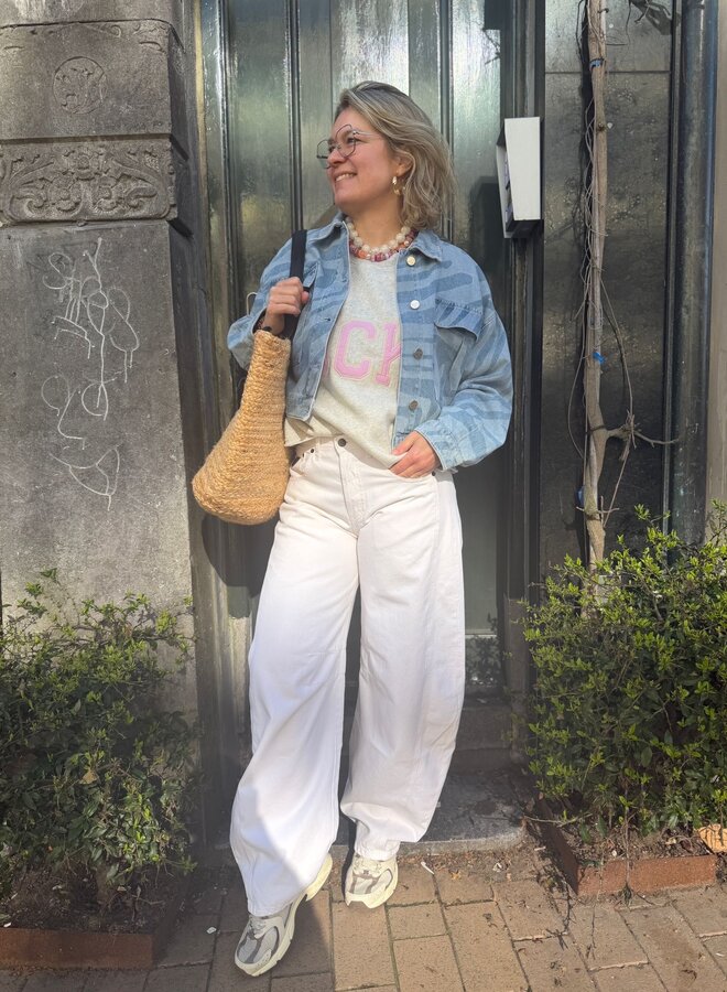 Dante6 spring printed denim jacket blue