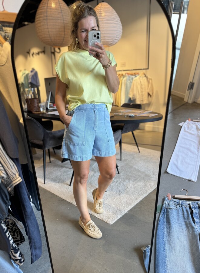 Circle river jeans short blue charm wash