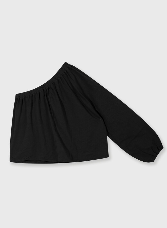 10DAYS one shoulder top linen black
