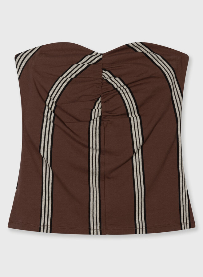 10days strapless top stripes brown