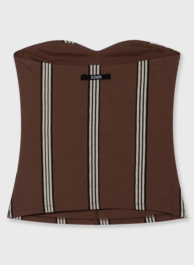 10days strapless top stripes brown