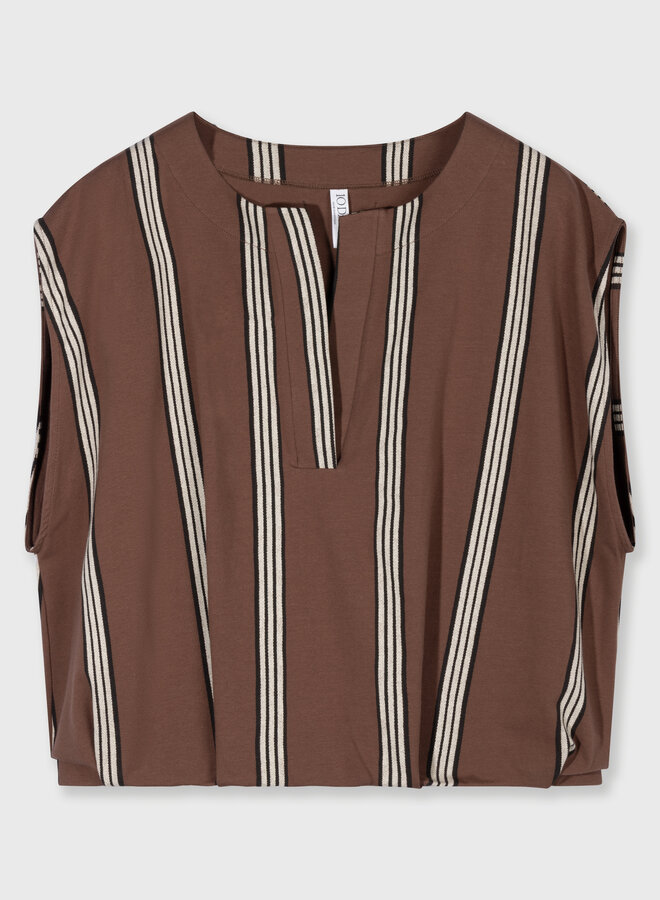 10DAYS balloon top stripes brown