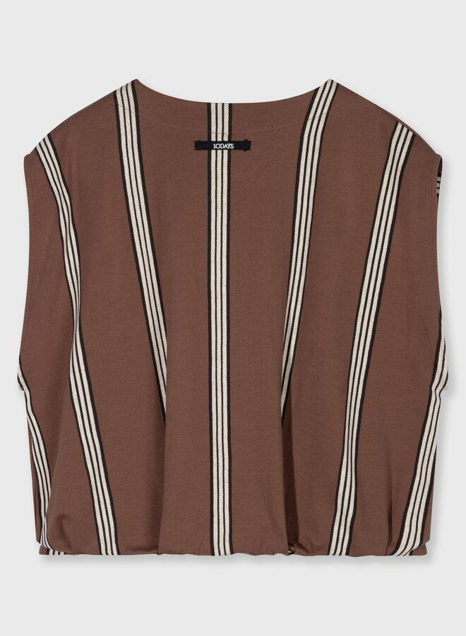 10DAYS balloon top stripes brown