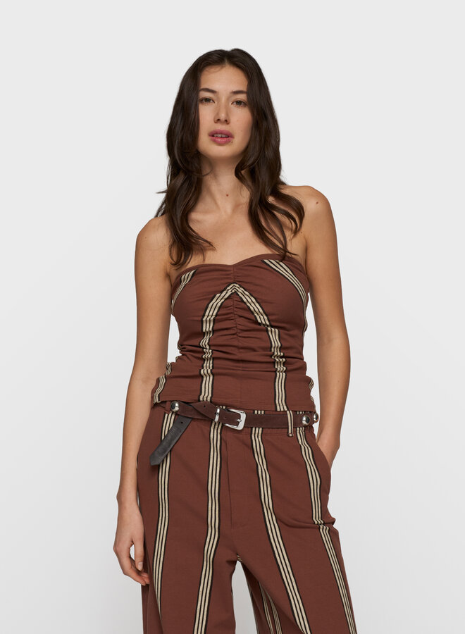 10days strapless top stripes brown