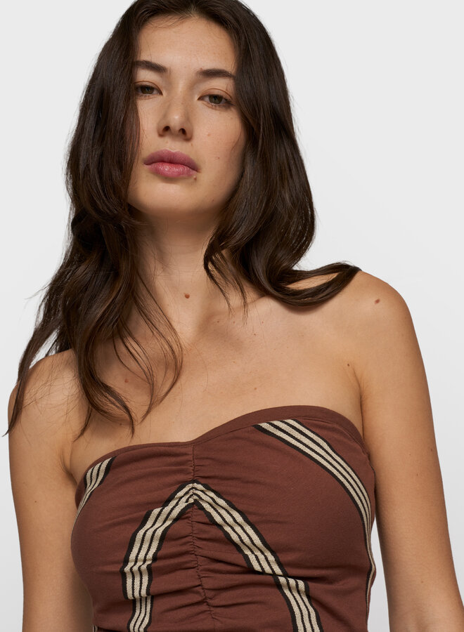 10days strapless top stripes brown