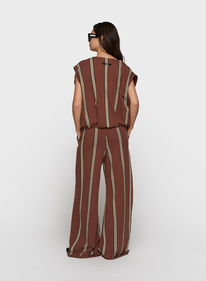 10DAYS wide leg jogger stripes deep brown