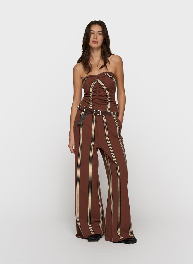 10DAYS wide leg jogger stripes deep brown