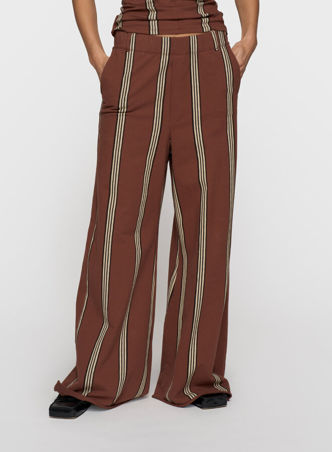 10DAYS wide leg jogger stripes deep brown