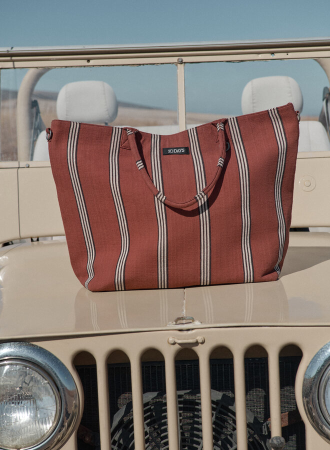 10days stripe bag shopper brown