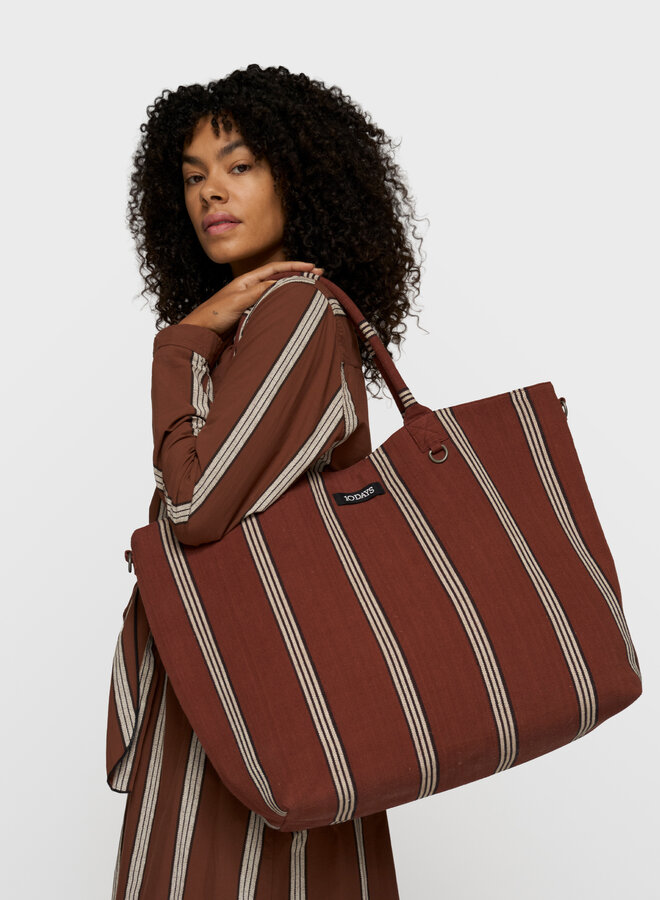 10days stripe bag shopper brown