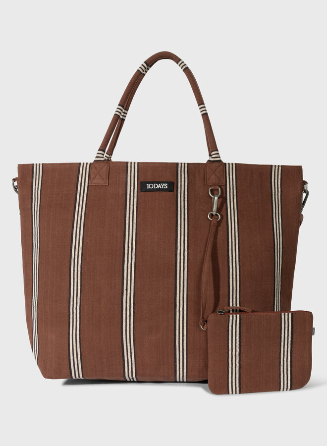 10days stripe bag shopper brown