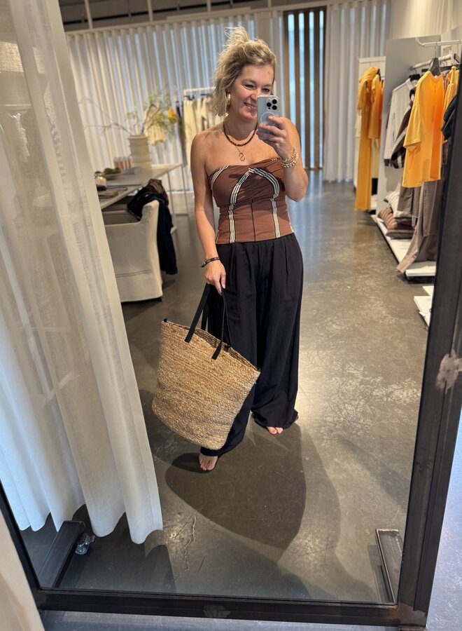 10days strapless top stripes brown