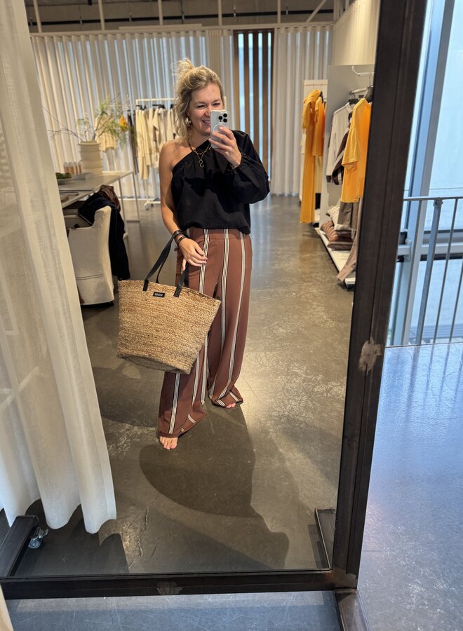 10DAYS one shoulder top linen black