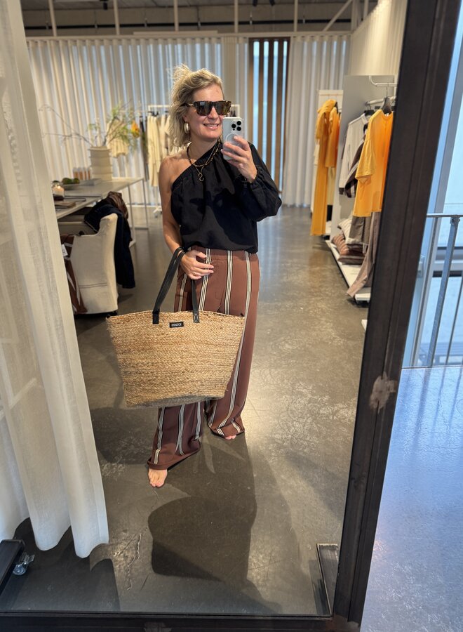 10DAYS one shoulder top linen black