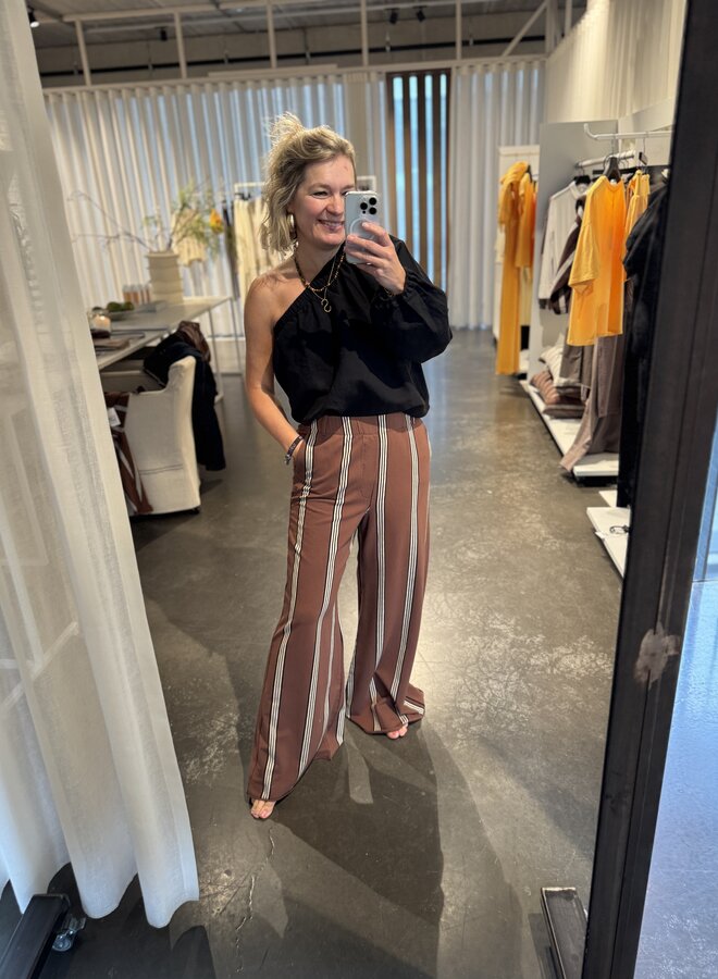 10DAYS wide leg jogger stripes deep brown